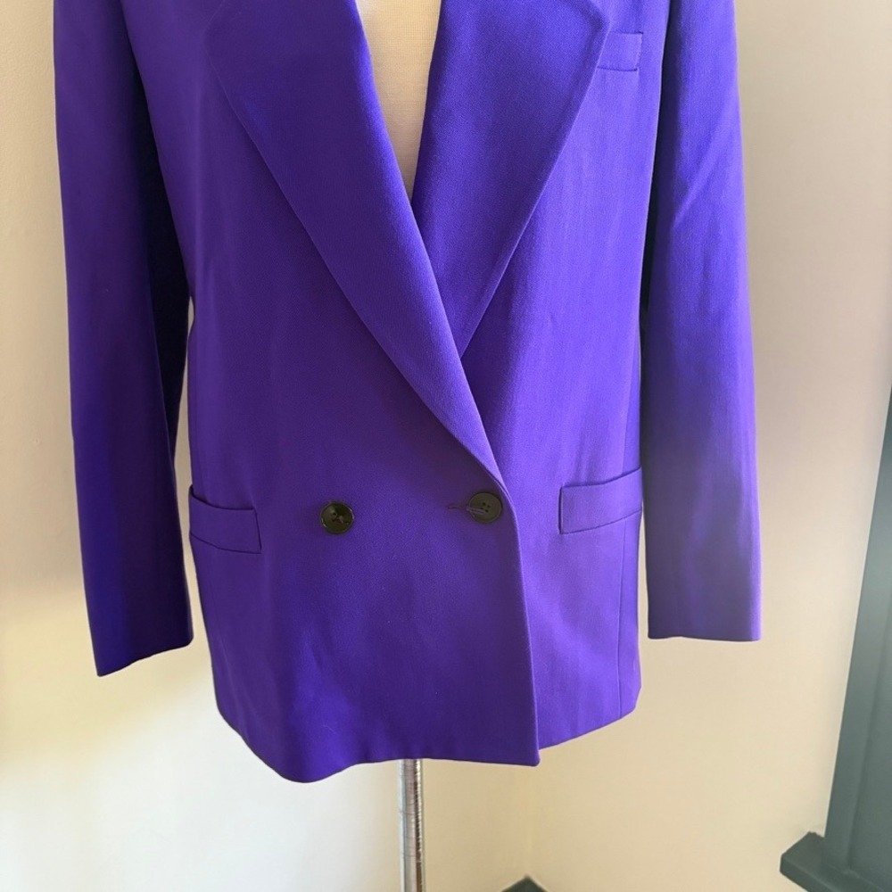 Christian Dior The Suit 1980's Purple Suit Skirt Set Wool Size 8 Purple Power - Picture 4 of 16